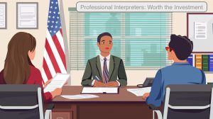 Professional interpreter facilitating USCIS immigration interview