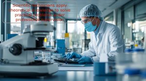 Scientific technician conducting quality control testing in industrial laboratory setting with specialized measurement equipment